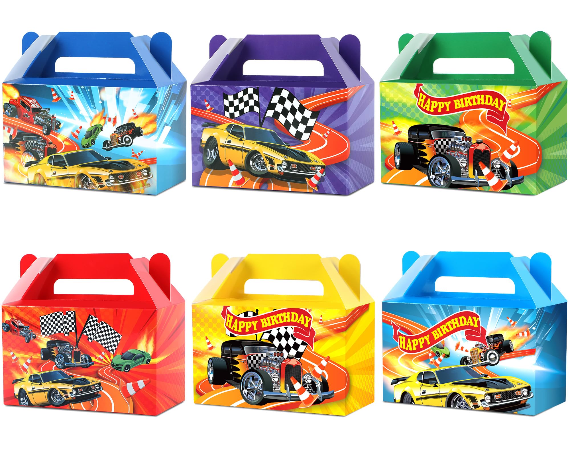 Photo 1 of 24Pcs Race Car Party Treat Boxes Hot Car Gift Box Birthday Supplies Wheels Wild Goodie Gift Boxes Race Cars Favor Box for Kid Boy Wheels Cars Birthday Baby Shower Game Party Decoration