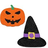 Halloween Coasters Beaded Ghost Candy Corn Boo Drink Coaster Spooky Halloween Cup Mat for Mugs Halloween Decorations Table Party Fovors (Style G)