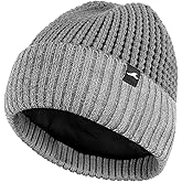 Achiou Winter Reflective Beanie Hat for Men Women, Warm Cuffed Winter Knit Hat Cap for Running Outdoor Sports High Visibility