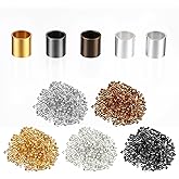 Crimp Tube Beads for Jewelry Making, 2500 PCS Plated Brass Tube Column Stoppers 2MM Crimping Beads for Jewelry Making 5 Colors Bead Crimp Tubes String for DIY Handmade Works