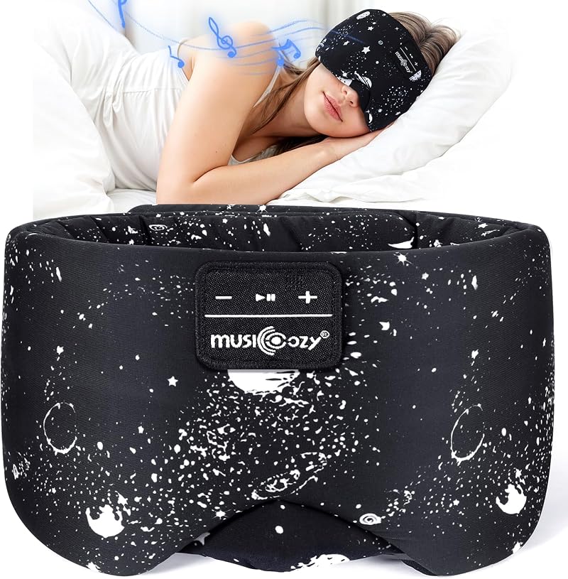 MUSICOZY Sleep Mask Headphones Bluetooth Eye Mask 16H Playtime Ice Silk