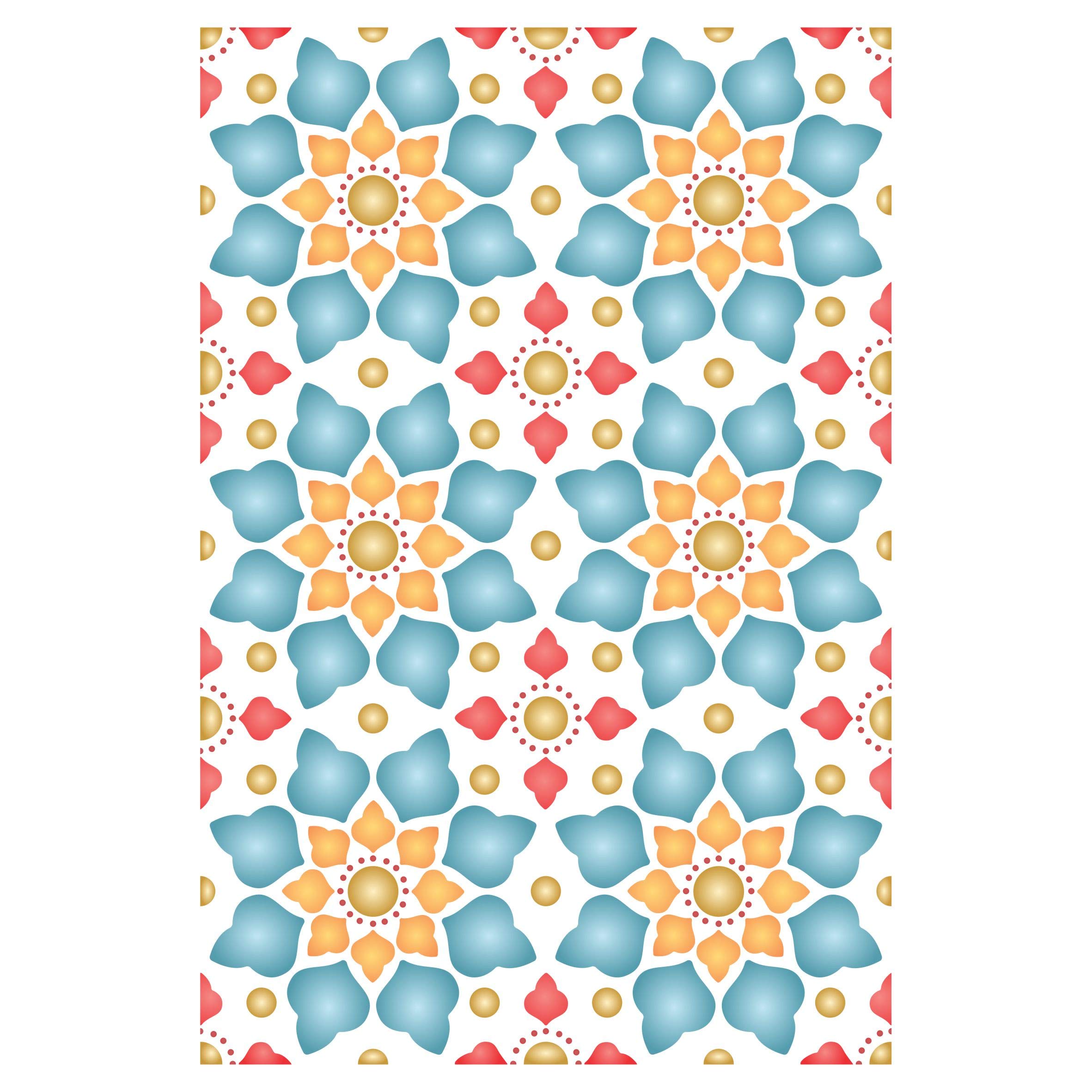 Tile Layering Stencil, 11.43 x 16.51 cm - Stencil Company Original Tiles Stencil Mask use to Add Texture, Design and Accents to Mixed Media Backgrounds