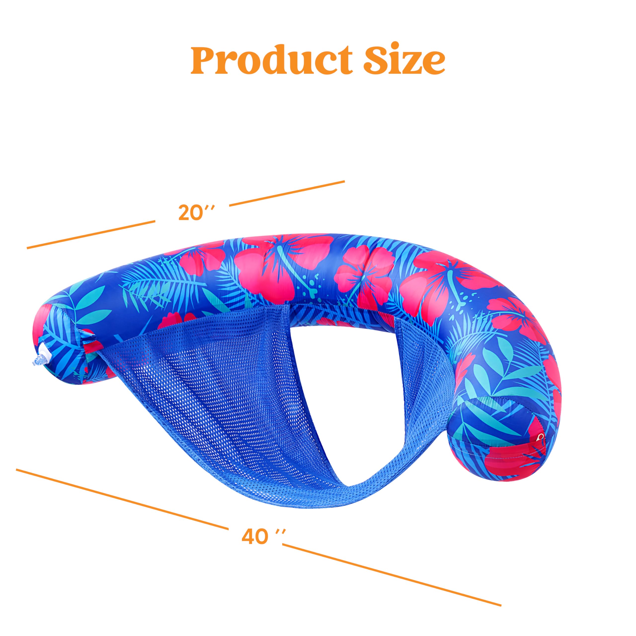 Sloosh Pool Floats Adult, 2 Pack Inflatable Noodle Chair with Sling Soft Fabric, Floating Pool Float Lounge for Summer Water Fun