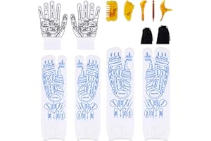 2 Pairs of Reflexology Socks with Tools & Gloves & Bags Set, Comfortable Reflexology Massage Socks for Foot Pain Alleviation 