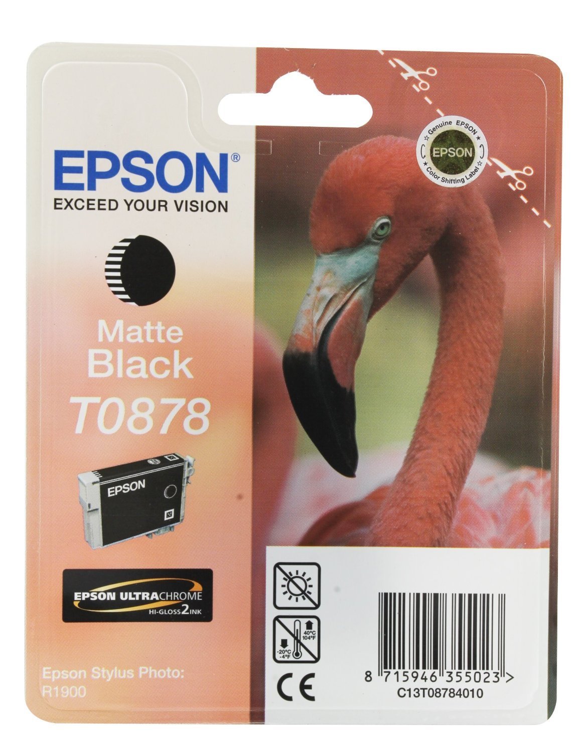 Epson T0878, Print Cartridge, 1 x Matte Black, blister with RF alarm, Genuine