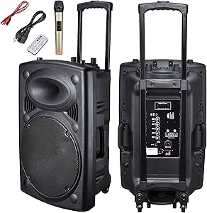 Amazon Com Aw 1500w Portable Active Pa Speaker W Wireless Microphone Amp Bluetooth Usb Sd Lcd Fm Party Show Home Audio Theater