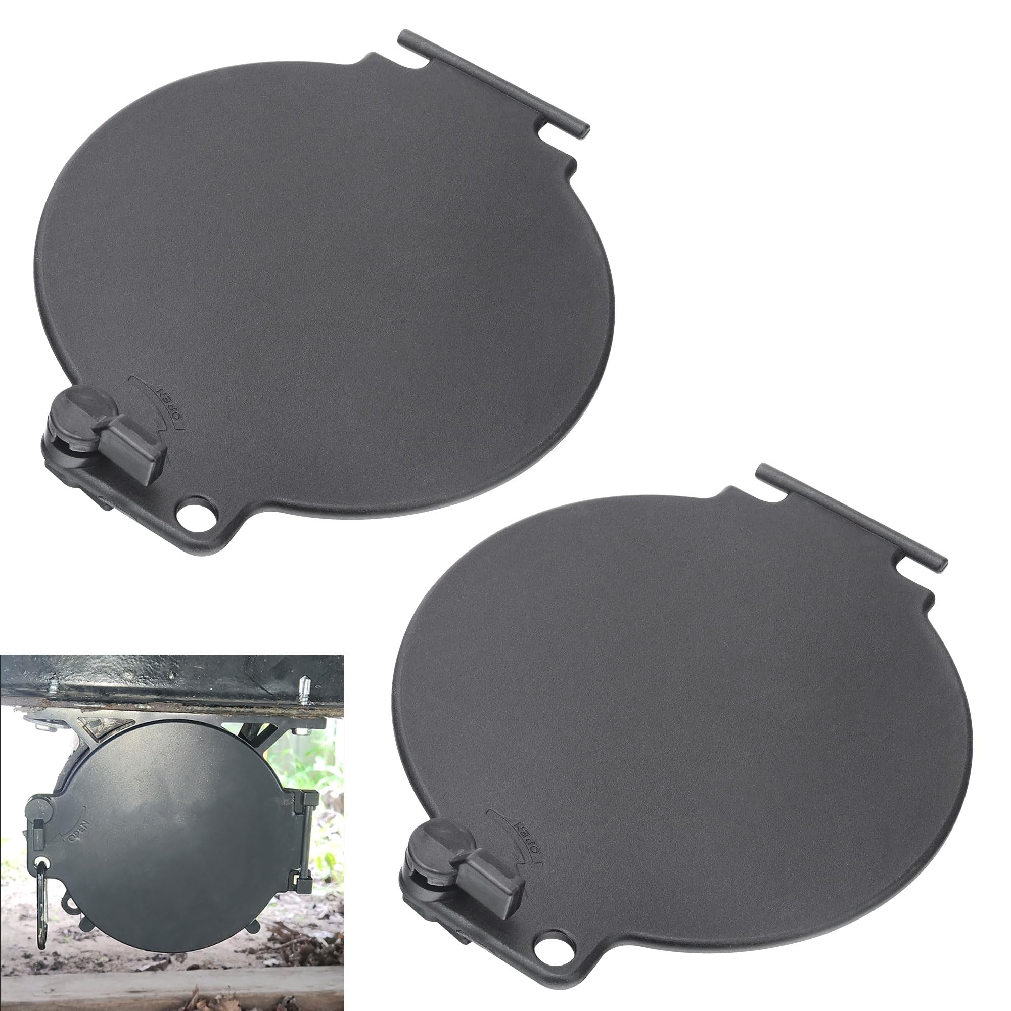 Photo 1 of HTJYMY 2 Pack Replacement Hatch Door for D&W Super Tube & Slider Sewer Hose Camper, Black, Replacement Hatch Sewer Hose Carrier Cover