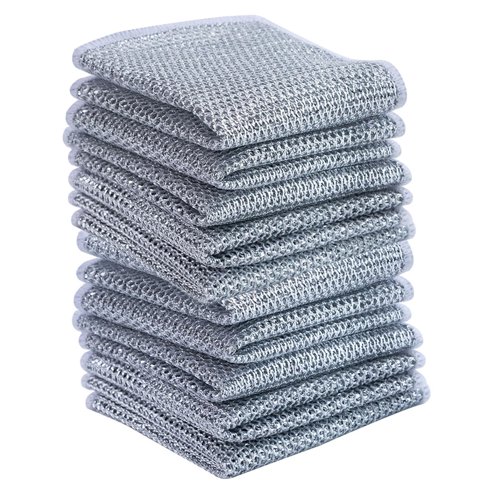 xutong 10 Pieces Multifunctional Wire Cloth, for Wet and Dry, Wire Mesh Cloth Kitchen Rags for Cleaning Reusable, Metal Wire Rag for Washing Dishes Wire Dishwashing Rags