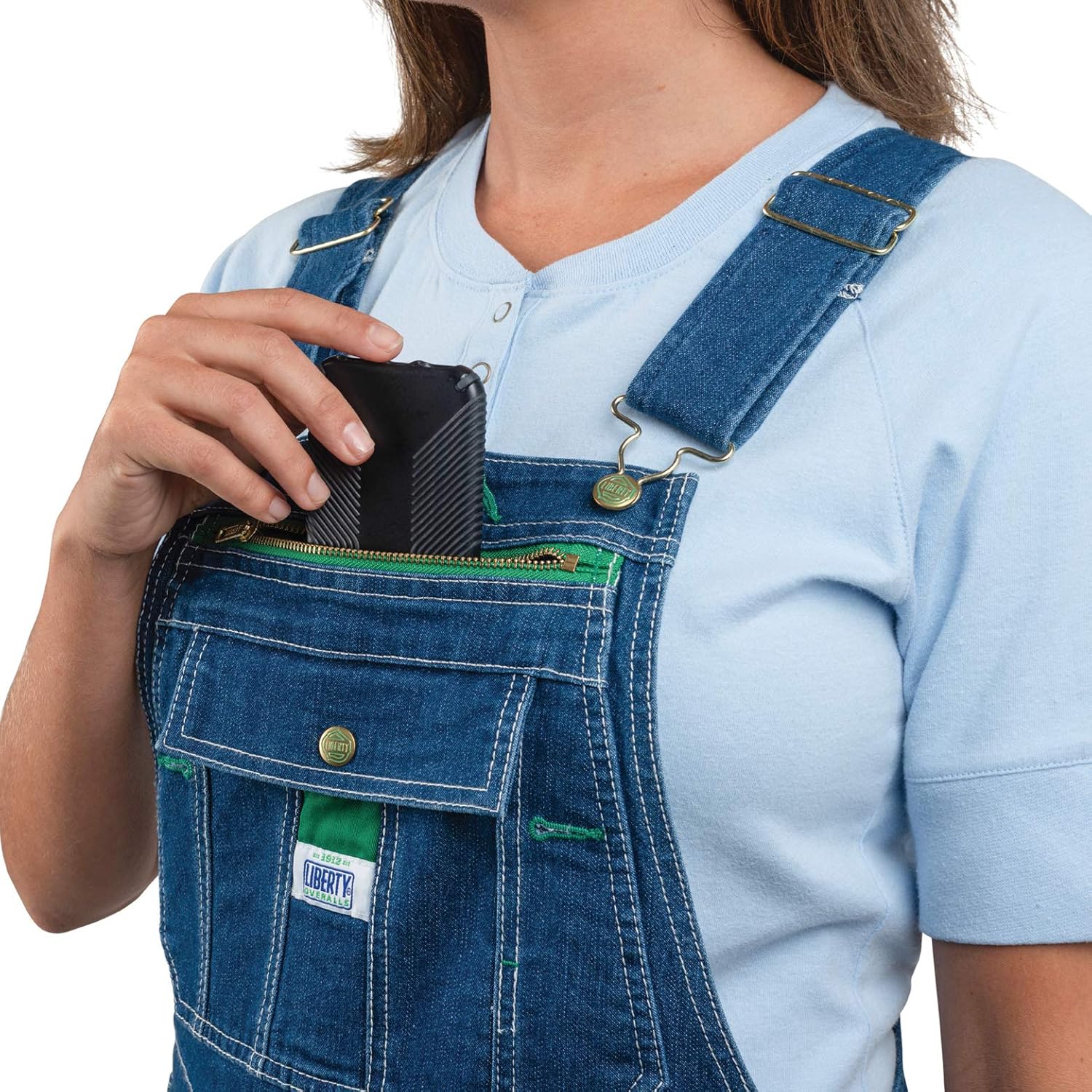 Liberty womens Washed Denim Bib Overalls: Clothing