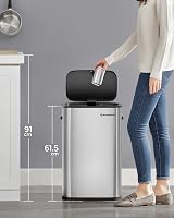 SONGMICS 50L Sensor Kitchen Bin with Soft-Close Lid Stainless Steel view 8