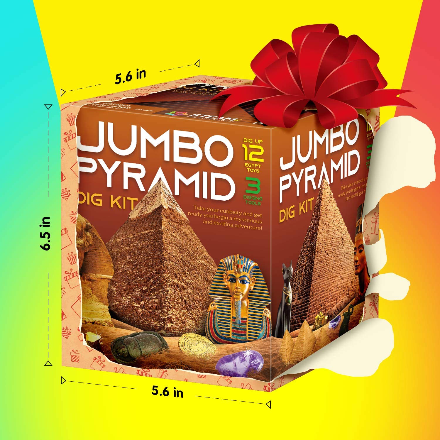 XXTOYS Pyramids Dig Kit, Ancient Egyptian Civilization Civilization Excavation Set Including Mummy Case Sun God Great Sphinx and More, STEM Science Educational Toys Archaeology Gifts for Boys & Girls