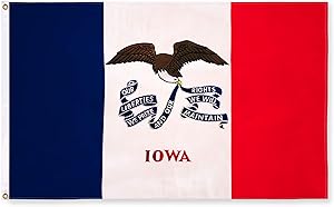G128 - Iowa State Flag | 3x5 feet | Double Sided Embroidered 210D - Indoor/Outdoor, Brass Grommets, Heavy Duty Polyester, 3-ply