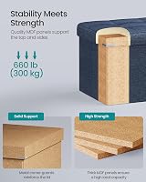 SONGMICS MAZIE Storage Ottoman Bench 110 cm Folding Foot Rest Dark Blue view 4
