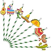 4E's Novelty - Kids Fiesta Party Drinking Straws for Fiesta Cinco De Mayo Fiesta Party Favors Paper STraws Bulk Taco Tuesday Mexican Party Supplies Decoration - Pack of 28