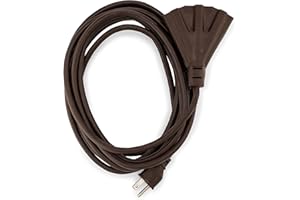 HLO LIGHTING Holiday Lighting Outlet 15-Foot Brown Extension Cord, 3-Prong Indoor & Outdoor Splitter, Perfect for Landscape Lighting
