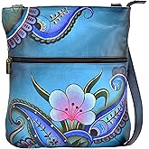 Anna by Anuschka Women's Hand-Painted Genuine Leather Slim Cross Shoulder Bag