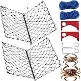 Synceduo Castable Crab Trap with Gauge, Rope and Bait Clip, Foldable Crab Traps for Blue Crabs Fishing Equipment Nets Pots for Crabbing Dungeness Crawfish