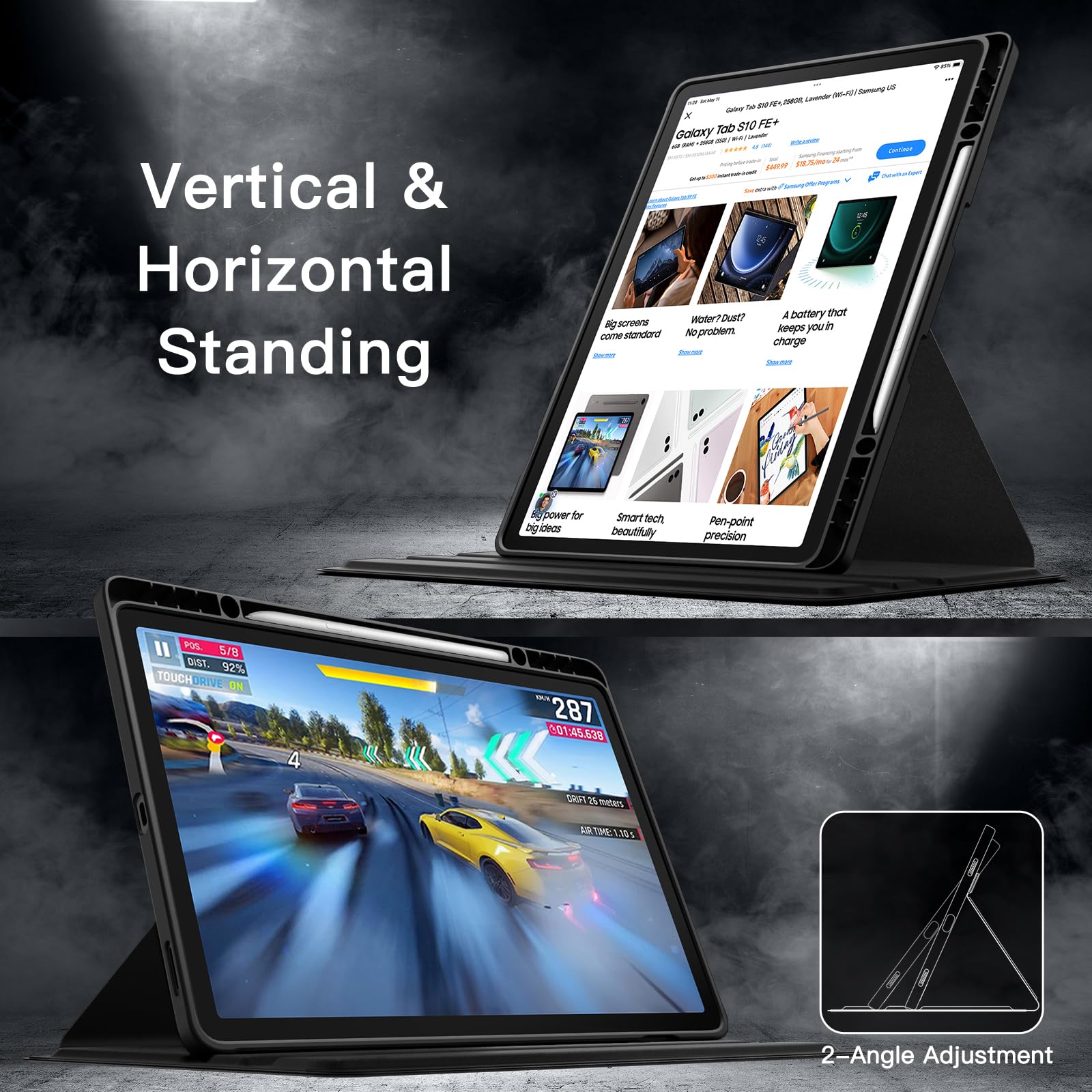 JETech Rotating Case for Samsung Galaxy Tab S10 FE Plus/S10 FE+ 13.1-Inch