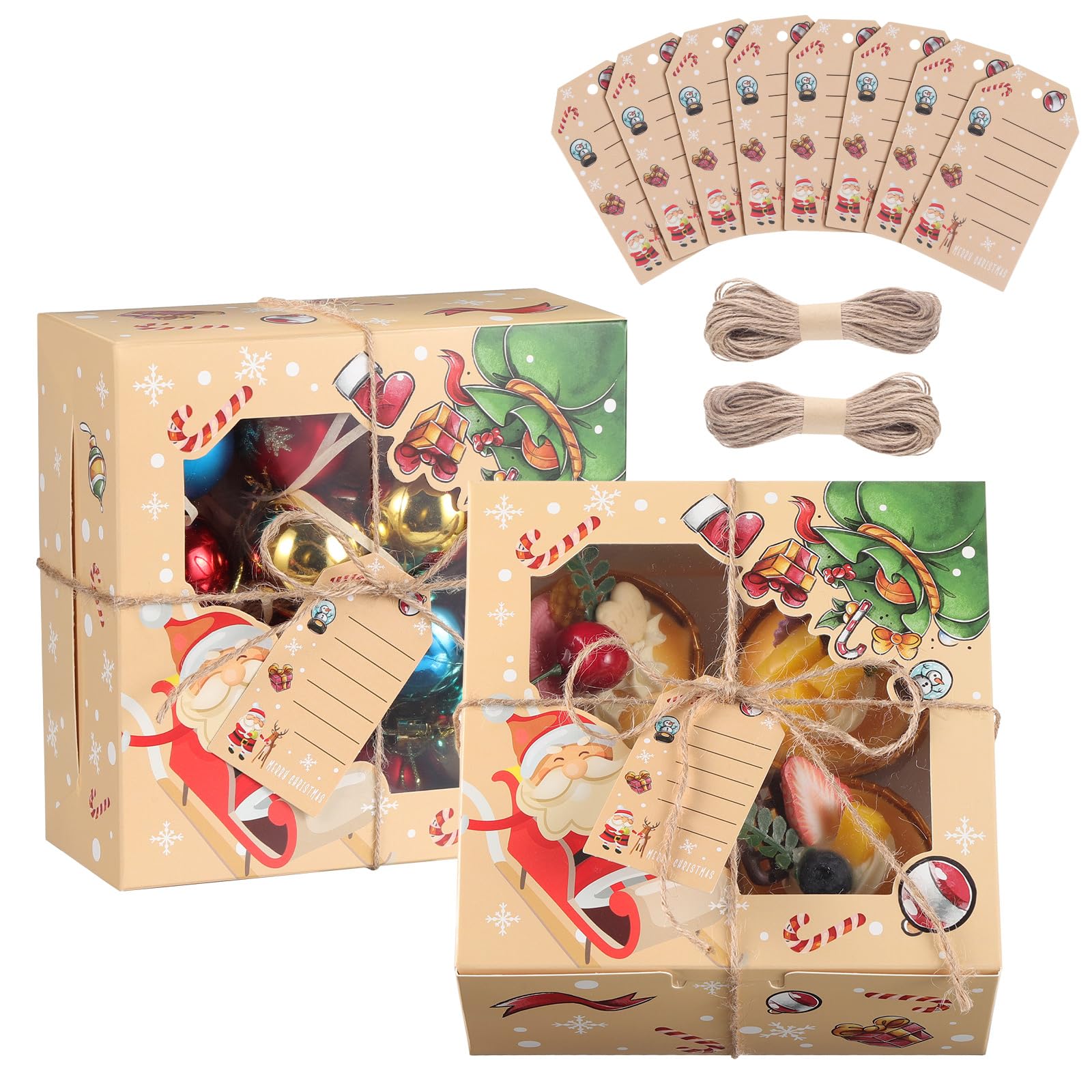 TsunNee 20PCS Christmas Cupcake Boxes 4 Hole Muffin Boxes with Inserts, Xmas Treat Boxes Gift Boxes, Cookies Gift Baking Box for Christmas Pastries Brownies Donuts Party Supply