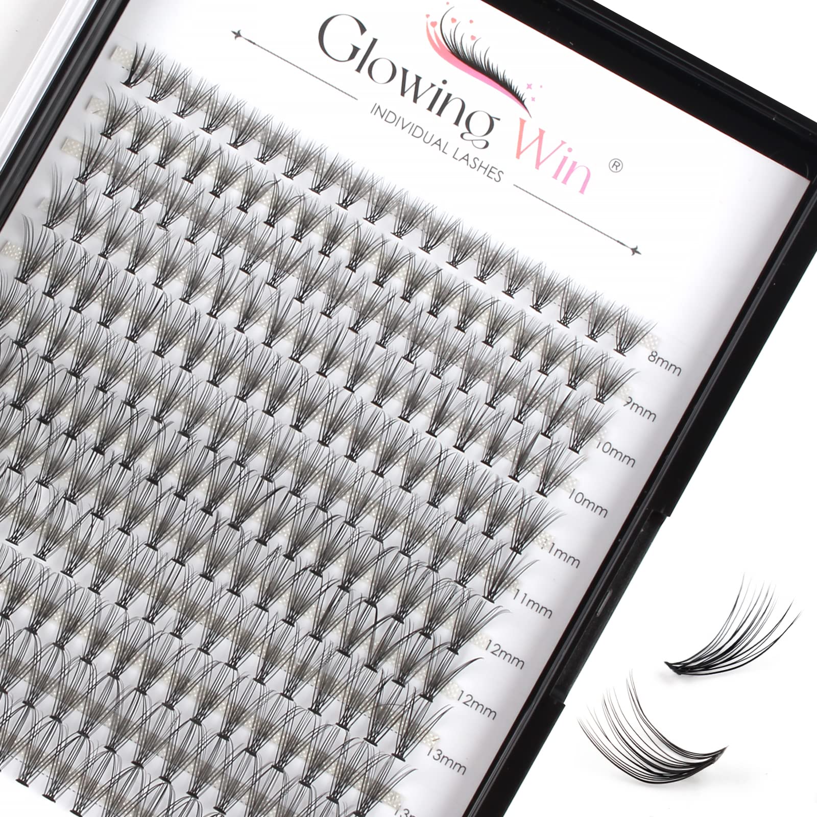 Glowingwin Cluster Lashes 228 PCS Individual Lashes Natural Look False Eyelashes Individual D Curl Soft DIY Lash Extensions At Home(20D Mix8-15mm 0.07D Curl)