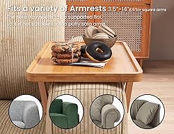 Danfoxer 2 Pack Couch Arm Tray,Bamboo Folding Sofa