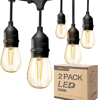 Addlon 2 Pack 48ft LED Outdoor String Lights