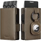 VULKIT Mens Wallet with Key Ring & Airtag Holder Leather Pop Up Card Holder RFID Blocking Keychain Wallet Cash Compartment
