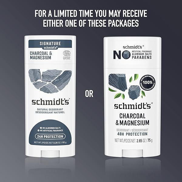 SCHMIDT’S ALUMINUM-FREE VEGAN DEODORANT CHARCOAL & MAGNESIUM WITH 24 HOUR ODOR PROTECTION, FOR WOMEN AND MEN, NATURAL INGREDIENTS, CRUELTY-FREE, 2.65 OZ