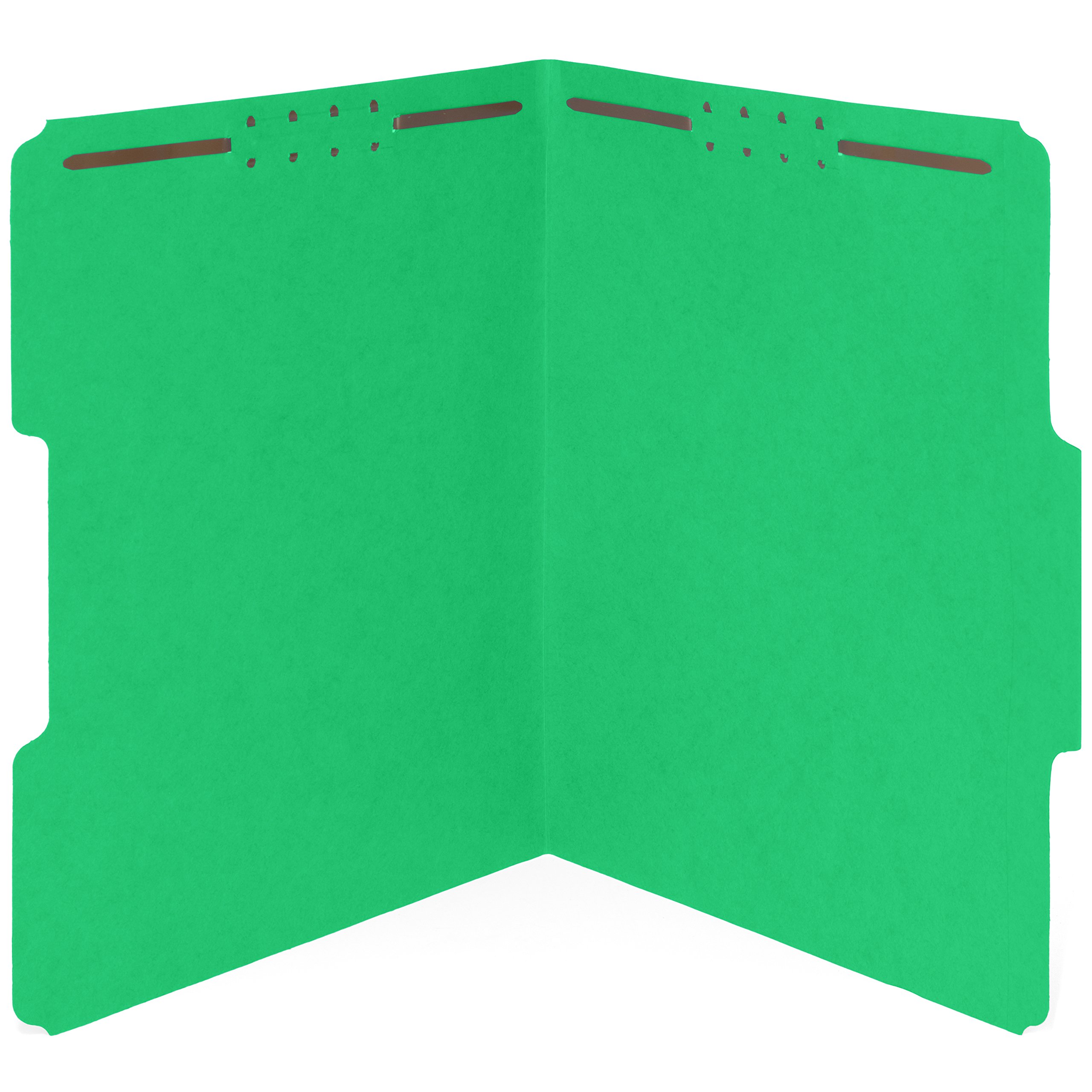 Photo 1 of 50 Green Fastener File Folders - 1/3 Cut Reinforced Assorted Tab - Durable 2 Prongs Designed to Organize Standard Medical Files, Law Client Files, Office Reports - Letter Size, Green, 50 Pack