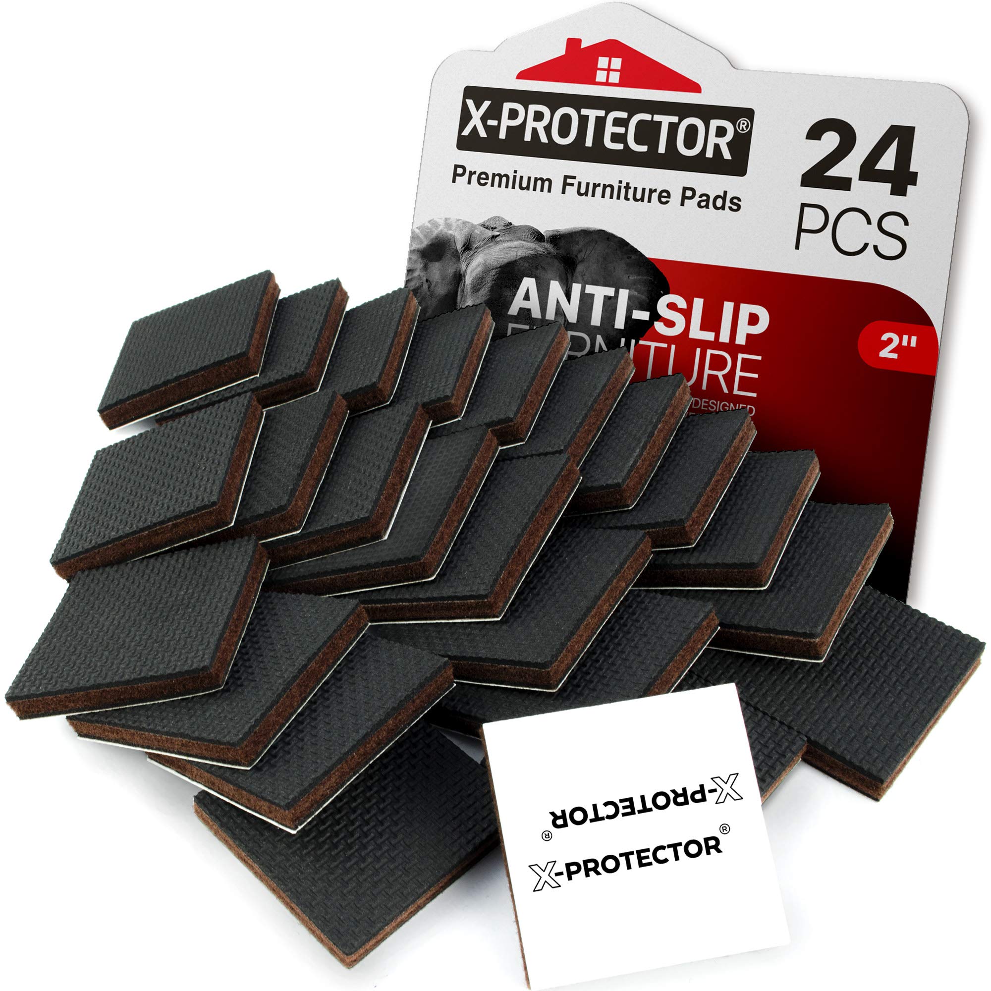Photo 1 of X-PROTECTOR Non Slip Furniture Pads – 24 pcs Premium Furniture Grippers 2"! Best SelfAdhesive Rubber Feet Furniture Feet – Ideal Non Skid Furniture Pad Floor Protectors – Keep Furniture in Place!