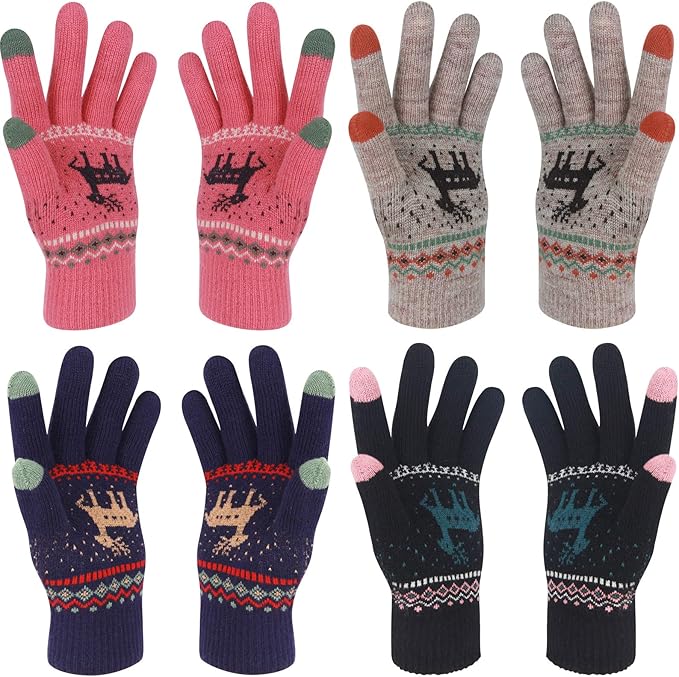 4 Pairs Texting Gloves Touchscreen Gloves Stretch Knitted Mechanic
