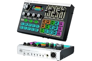 Podcast Equipment Bundle, tenlamp Streaming Audio Mixer with Metal-Body, Preamp, 48V, BT, Voice Changer, SoundBoard, Studio XLR Audio Interface for PC Phone Live Stream Podcasting Gaming Recording DJ