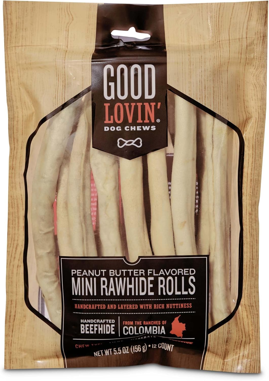 Good Lovin' Peanut Butter Flavored Mini Rawhide Roll Dog