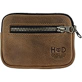 Hide & Drink, Zippered Wallet, Business Card and Money Holder, Compact Pocket Organizer, Full Grain Leather, Handmade Everyday Accessories, Bourbon Brown