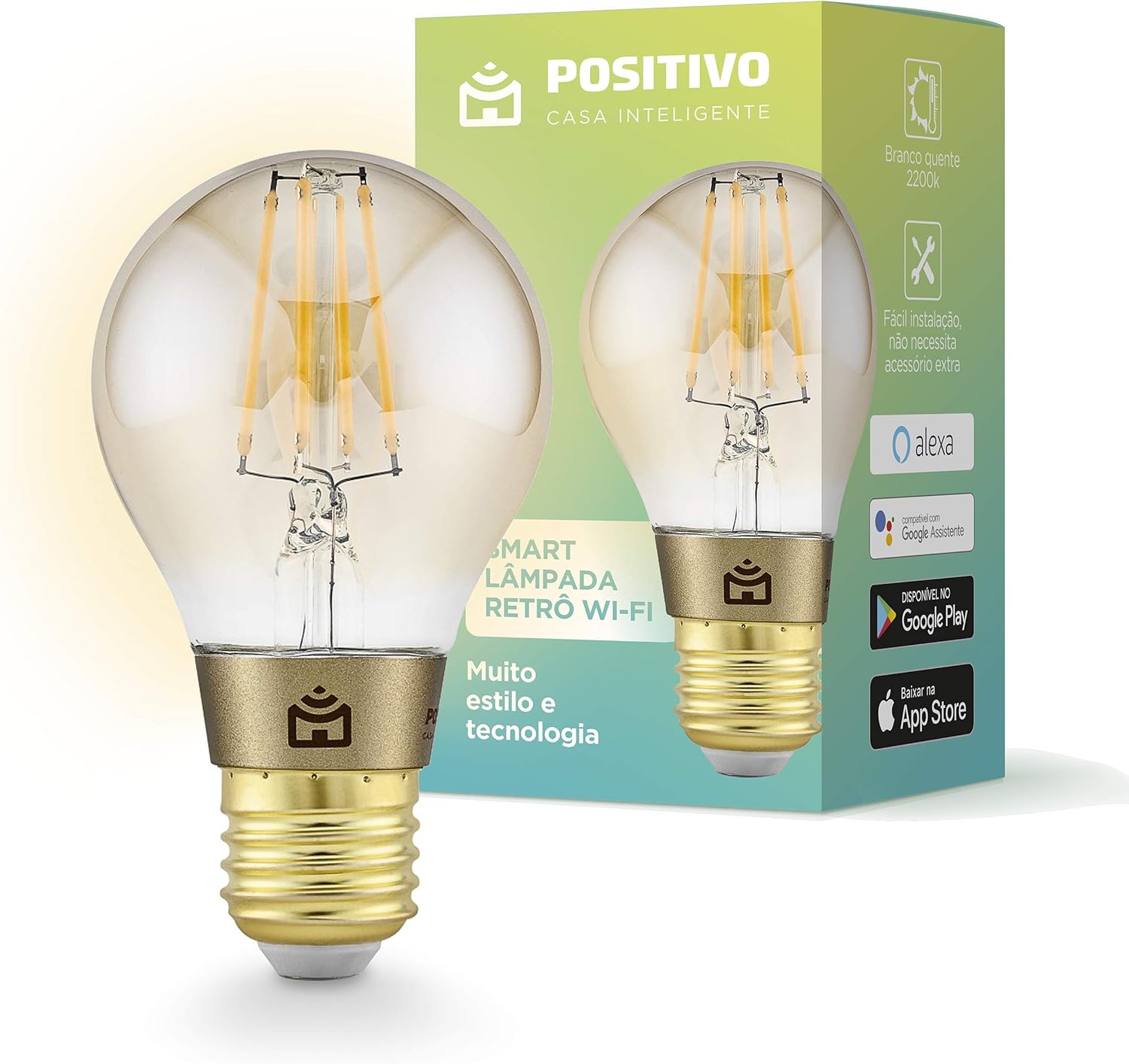 Smart Lâmpada Retrô Wi-Fi - Positivo Casa Inteligente