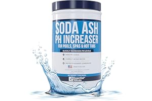 ESSENTIAL VALUES PH Increaser for Hot Tub Swimming Pools & Spa (2 LBS) - Soda Ash Powder to Get Level of Your PH Up - Fight Corrosion, Correct Acidic Water Safely, Made in USA