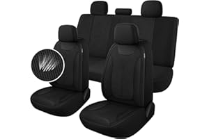 CAROMOP Car Seat Covers Premium 3D Air Mesh Cloth Full Set Washable and Breathable Automotive Vehicle Seat Covers for Cars Interior, Universal Fit for Cars, Sedans, Trucks, SUVs (Black)