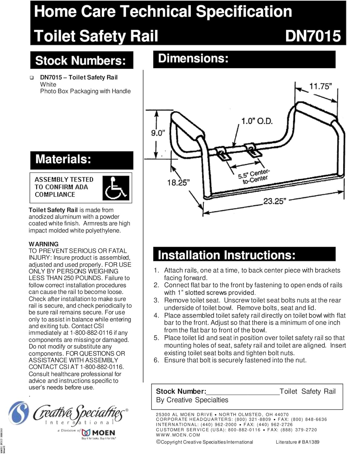Moen DN7015 Home Care 23.25-Inch Toilet Safety Bar Rails, Glacier: Home Improvement