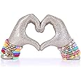Heart Hand Sculpture, Champagne Gold Home Decor Aesthetics for Shelves on Coffee Table Dining Table Centerpiece, Birthday Gifts and Memorial Gifts for Women, Girlfriend Girls Mom.