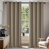 Deconovo Curtains Thermal Insulated Blackout Ring Top Taupe 52x54 1 Pair