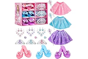 ShyLizard Princess Dress Up Sets for Girls 4-6, Costumes Set with Princess Dresses, Shoes and Accessories, Kids' Dress Up Play Toy for 3 4 5 6 Year old Toddler Girl Birthday Gift