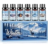 Winter Essential Oils Set, 6 Premium Holiday Fragrance Oil for Diffuser, Candle & Soap Making, Frozen Magic, Winter Wonderland, Hot Cocoa, Frosted Fir, Warm Sweater, Log Fire, Scented Oils for Home