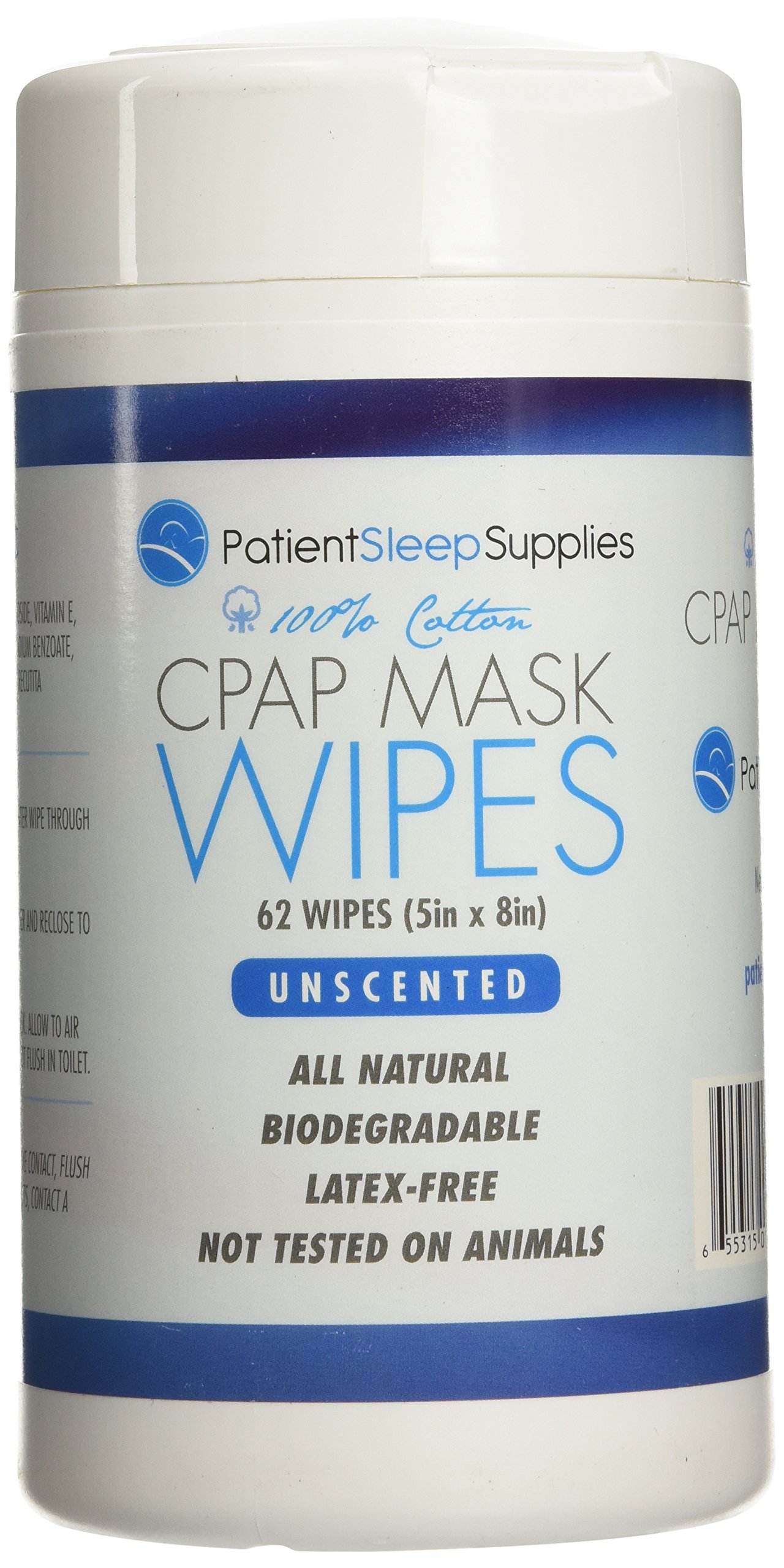 Patient Sleep Supplies CPAP Mask Wipes 62 Wipe Canister Unscented