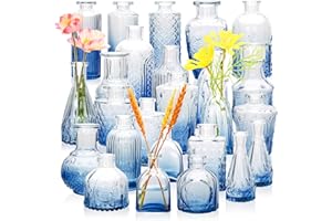 Brajttt Bud Vase Set of 25, Dark Blue Vases, Glass Bud Vases in Bulk, Small Vases for Mini Flower Vase Set, Cute Vintage Glass Vases Set for Flower,Wedding,Home,Centerpiece Table Decorations