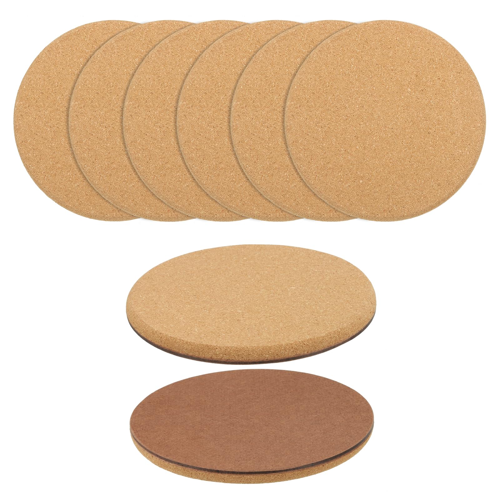 PATIKIL Cork Plant Coasters 4 Inch, 6 Pcs Absorbent Cork Plant Mats Thicken Cork Trivets for House Plants Indoor Outdoor Flower Pots, Drinks, DIY Craft