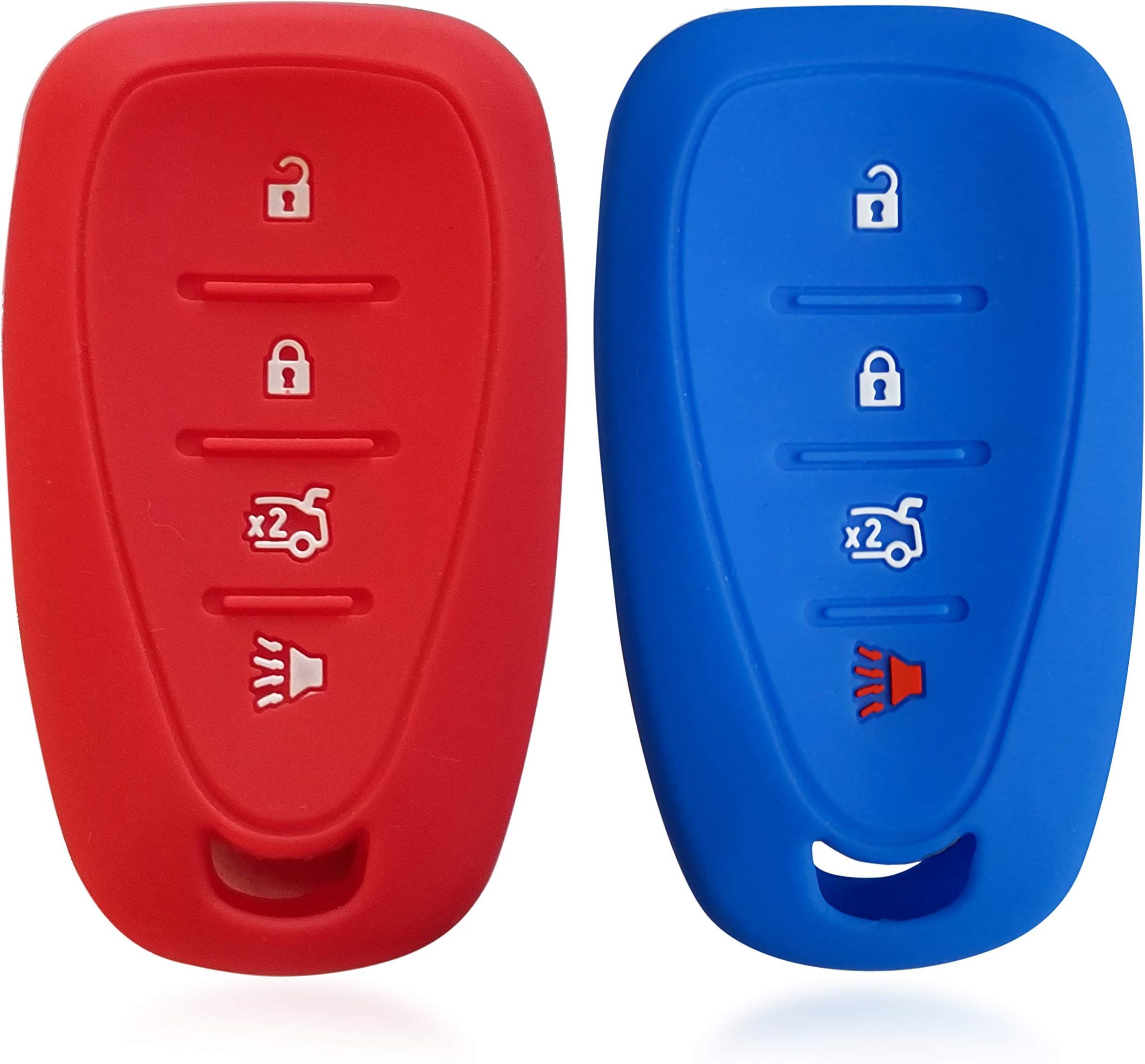Massimiliano Incas Dobrev 4 Buttons Silicone Case Protector Key Fob Cover Smart Car Remote Holder for 2016-2019 Chevrolet Malibu Chevy Camaro (red and Blue)