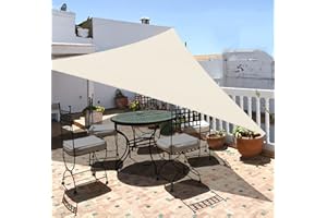 Yardmaker 10'x10'x14' Sun Shade Sail Right Triangle Canopy Shade Cover for Patio Garden Outdoor Backyard, Cream