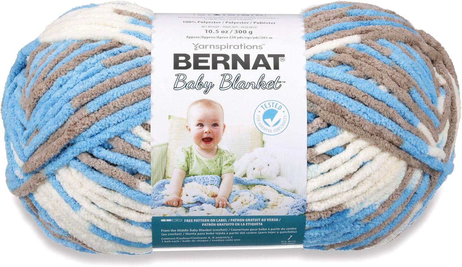 Bernat Baby Blanket Yarn, 10.5 Ounce, Little Royales, Single Ball