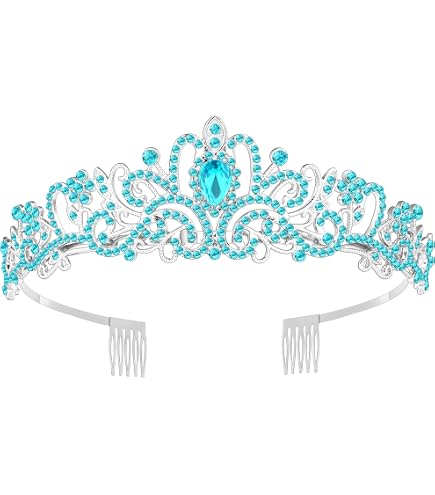 Turquoise Crystal Bridal Tiara - Elegant Women\'s Crown Turquoise Bridal Crown, Gold Tiara, Crystal Pearl Headpiece  main image 3