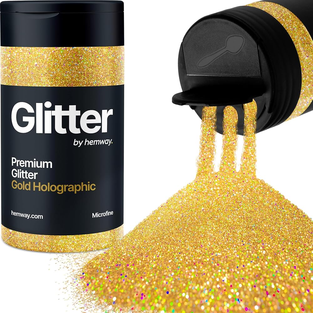 Hemway Holographic Gold Glitter Shaker 130g Microfine Resin Nail Face